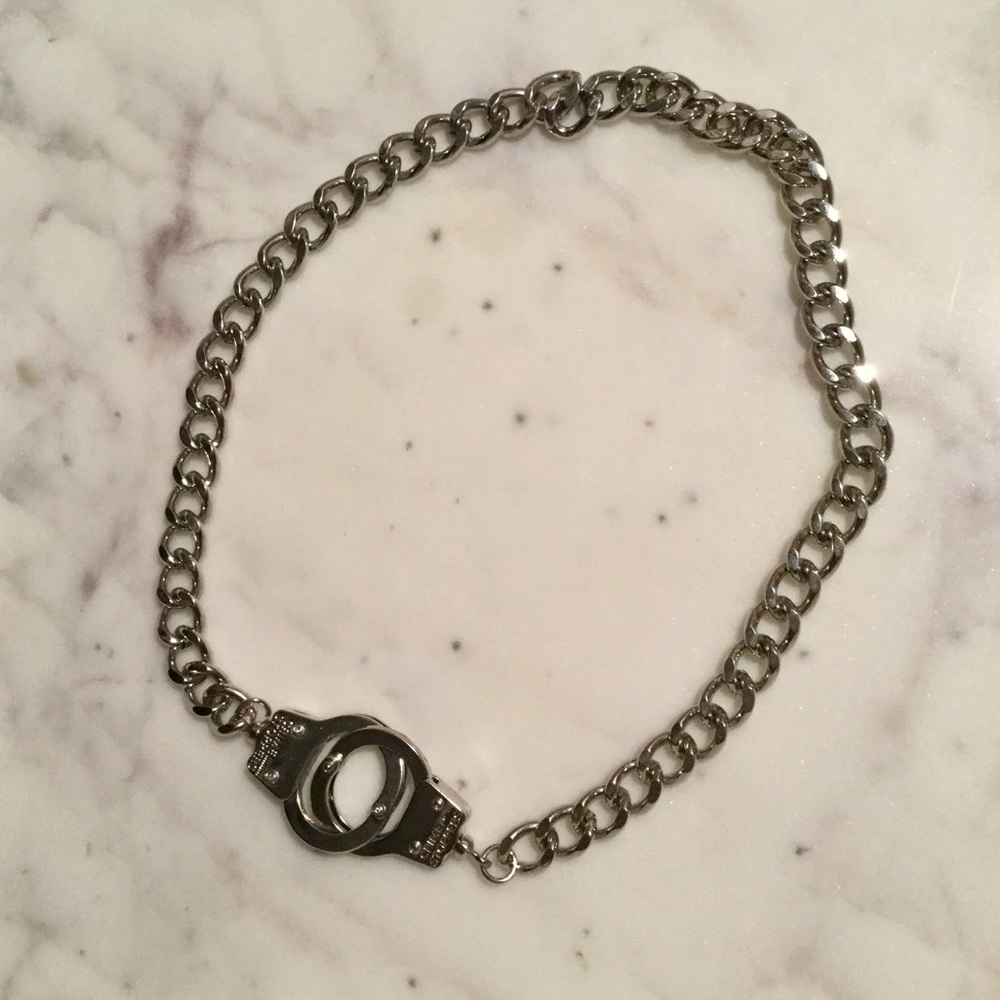 silver handcuff chain link necklace